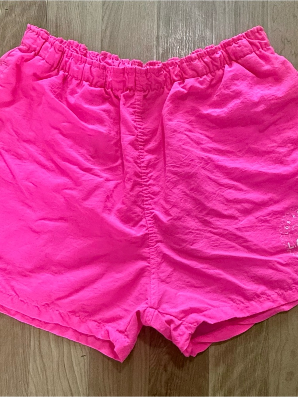 L.A. Gear Vintage Women's Neon Pink Elastic Waist Athletic Shorts